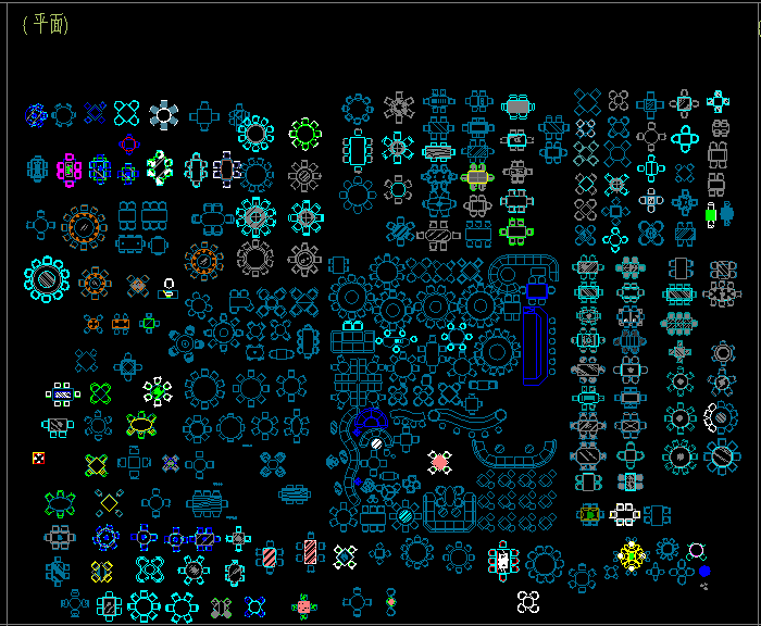 各類餐桌平面圖塊