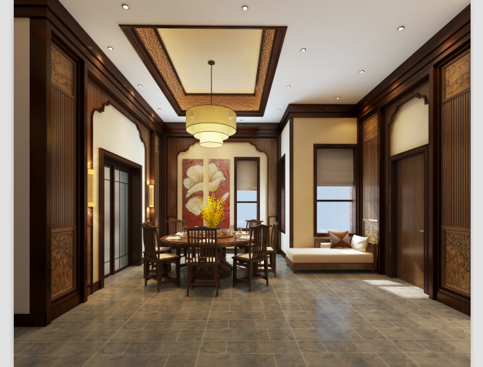 中國(guó)風(fēng)別墅全套CAD施工圖+效 果圖