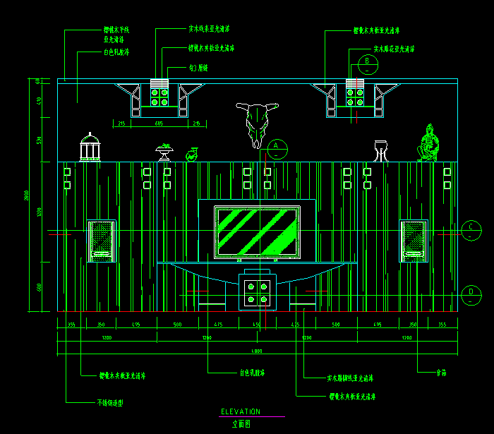 電視背景墻立面圖