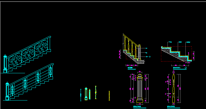 樓梯羅馬柱立面圖