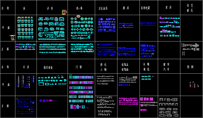 室內(nèi)設(shè)計平面立面家裝家居CAD圖庫圖集
