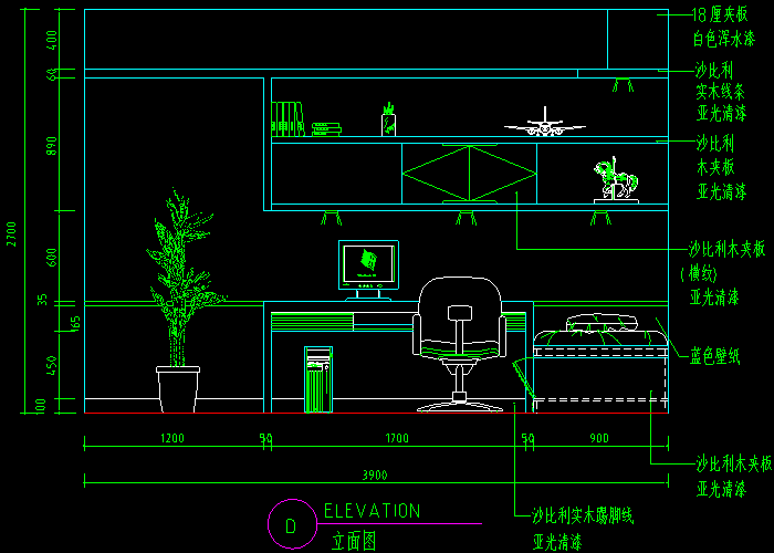 兒童電腦臥室立面圖庫