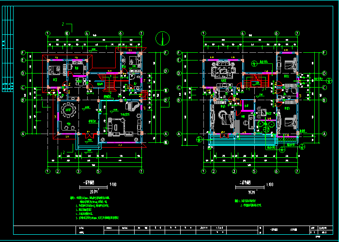 三層獨棟別墅框架結(jié)構(gòu)建筑施工及布置CAD平面施工圖