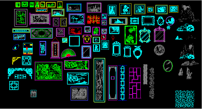 墻壁掛畫平面圖塊