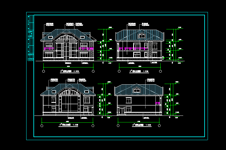 獨(dú)棟別墅CAD設(shè)計(jì)施工圖圖紙+別墅效果圖