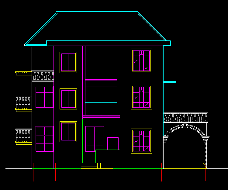 村鎮(zhèn)小康別墅建筑帶效果圖