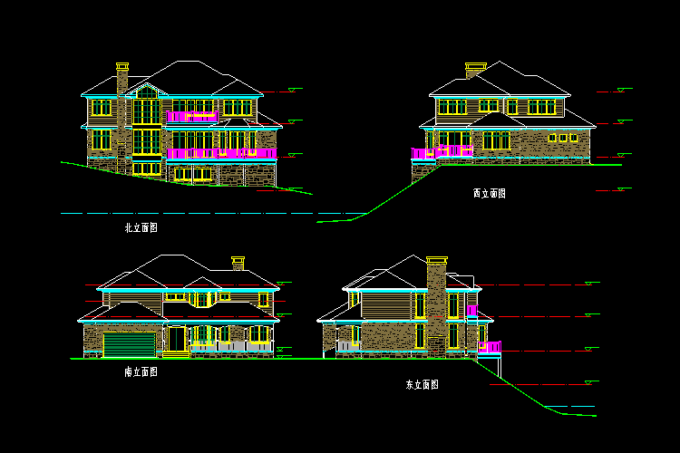 村鎮(zhèn)小康別墅建筑帶效果圖