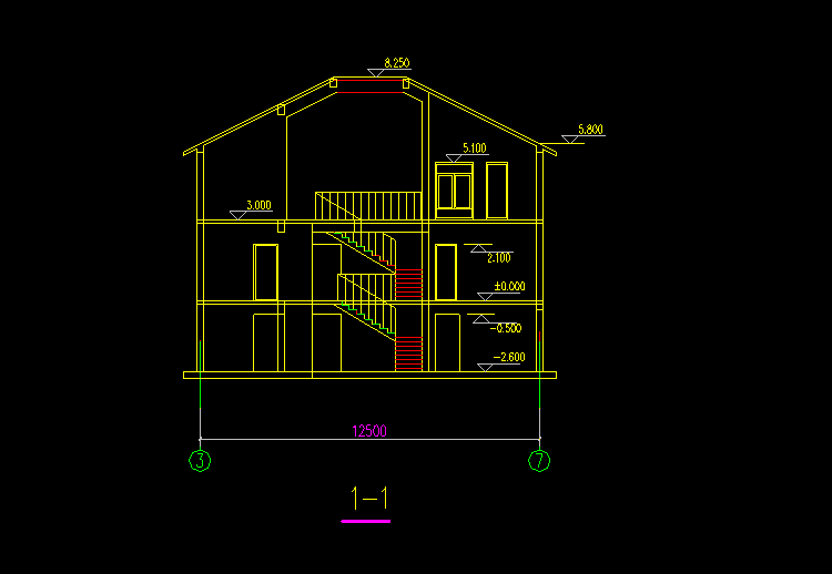 低成本小型別墅建筑CAD施工圖