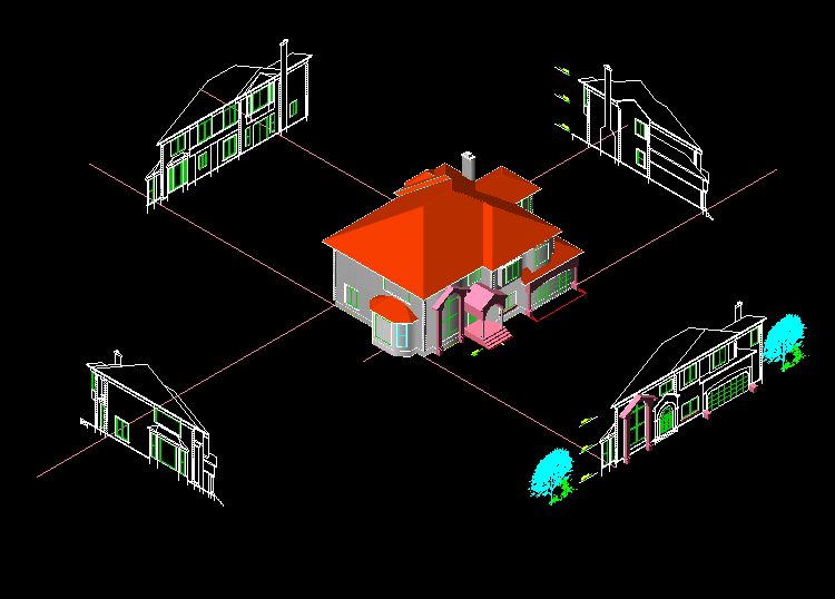 兩層獨(dú)立豪華別墅CAD施工平面圖