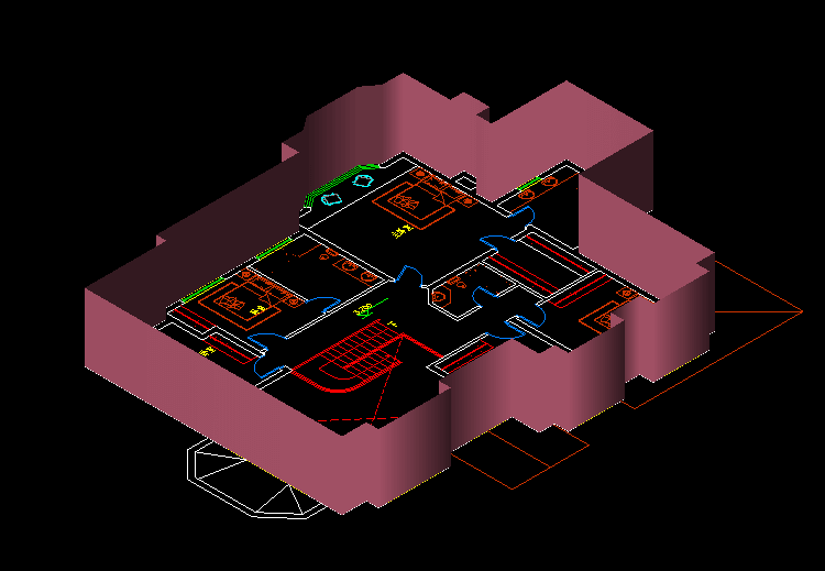 兩層獨(dú)立豪華別墅CAD施工平面圖