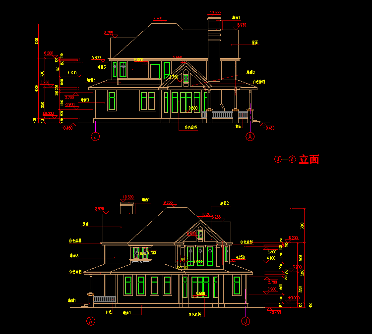 兩層獨(dú)立豪華別墅CAD施工平面圖