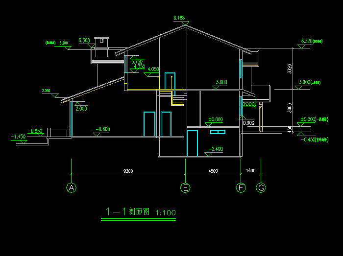 村鎮(zhèn)小康別墅CAD建筑帶效果圖2