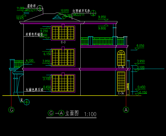 村鎮(zhèn)小康別墅CAD建筑帶效果圖4