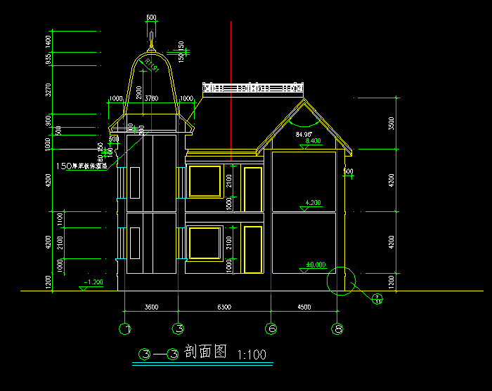 2層坡屋頂別墅建筑施工圖7