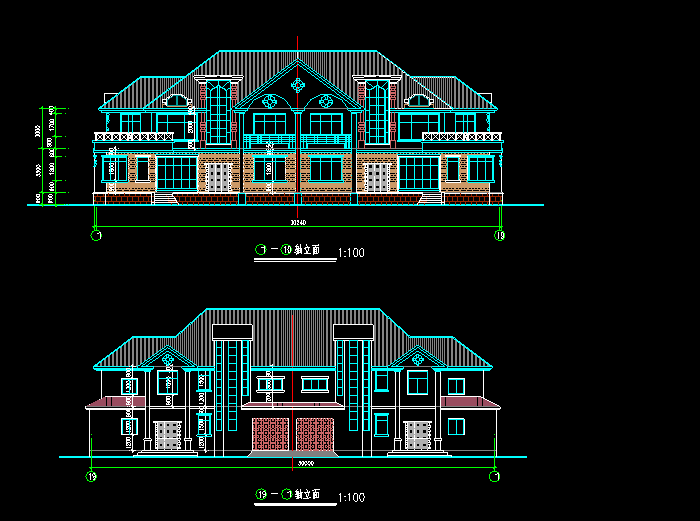 CAD聯(lián)體別墅設(shè)計建筑施工圖4