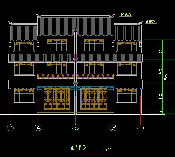 四層古建筑設(shè)計民居建筑CAD施工圖5