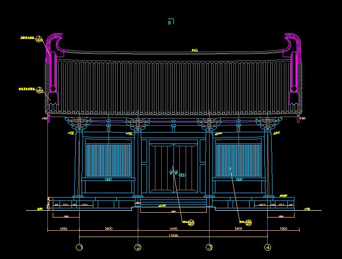 四層古建筑設(shè)計民居建筑CAD施工圖6