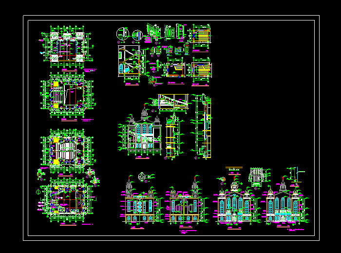 中式戲臺、祠堂建筑設(shè)計(jì)CAD施工圖1