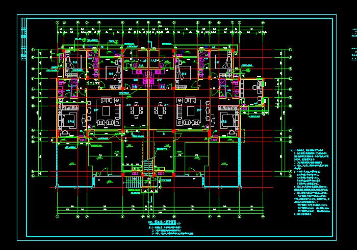 單體洋房別墅建筑設(shè)計(jì)CAD施工圖1