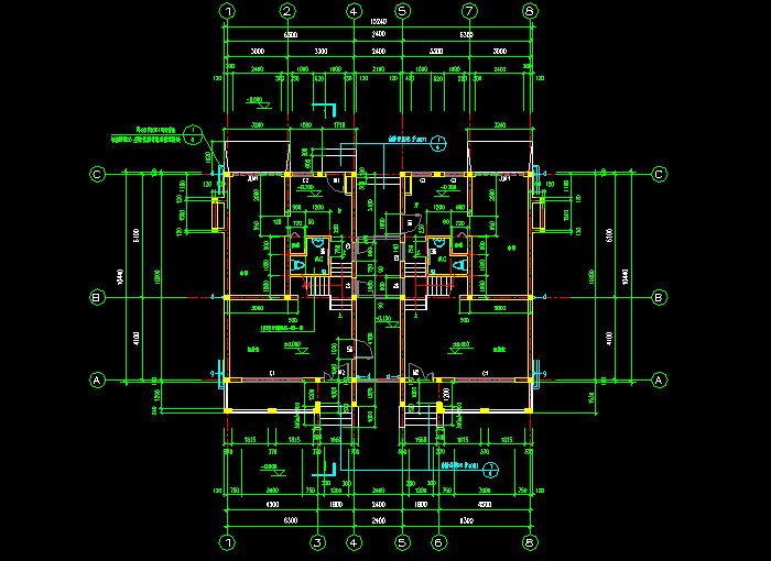 雙聯(lián)別墅建筑CAD設(shè)計詳細(xì)圖紙2