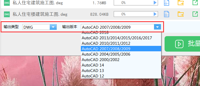 輸出格式類型設置