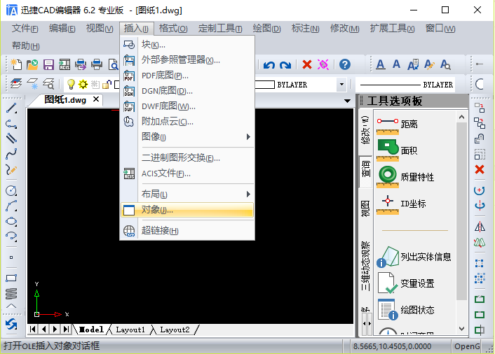 點擊【插入】-【對象】選項