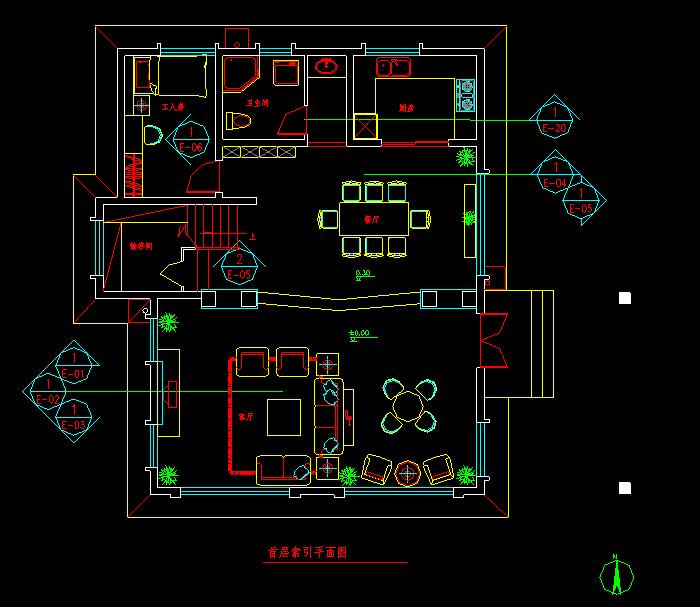 三層別墅室內(nèi)CAD裝修圖5