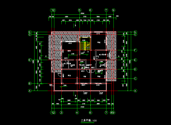 三層小別墅建筑設(shè)計(jì)CAD施工圖紙4