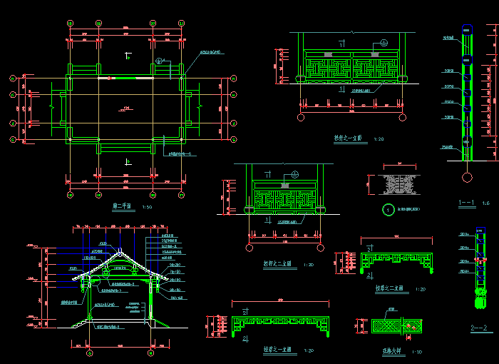 古建亭廊及花架CAD建筑施工設(shè)計(jì)圖4