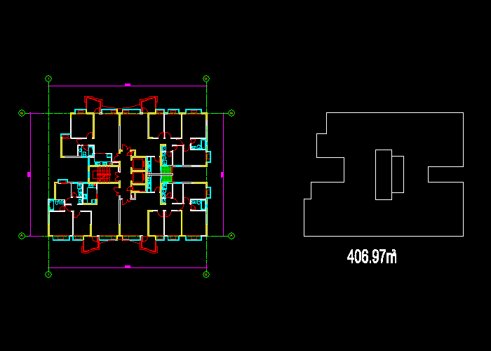 公寓樓層建筑施工圖紙