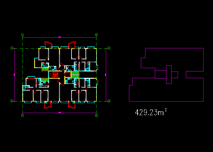 公寓樓層建筑施工圖紙