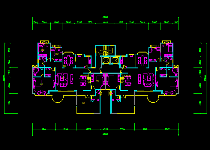 公寓樓層建筑施工圖紙