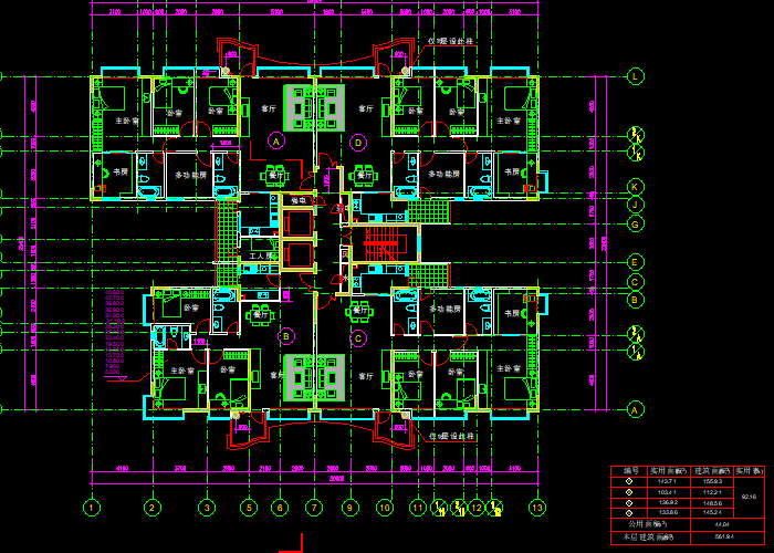 公寓樓層建筑施工圖紙