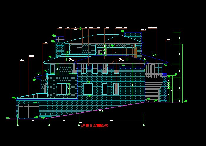 中國古典別墅建筑CAD施工圖5