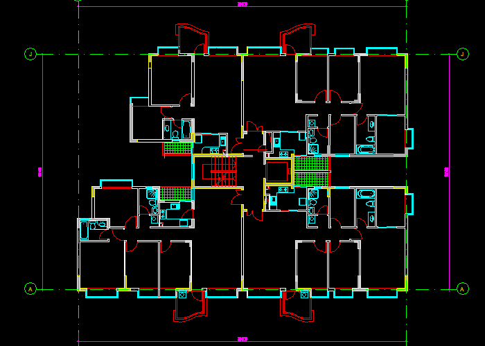 公寓樓層建筑施工圖紙