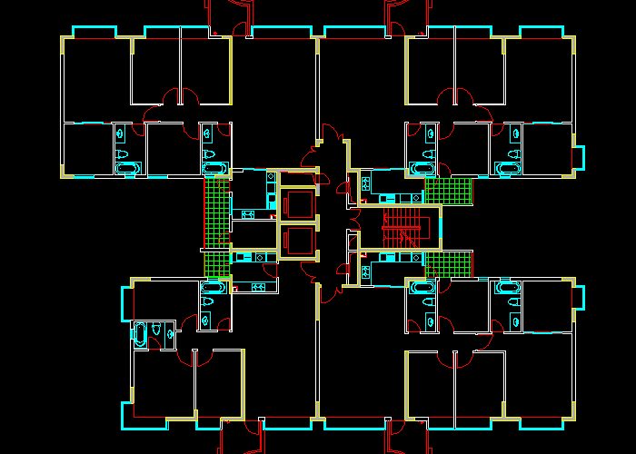 公寓樓層建筑施工圖紙