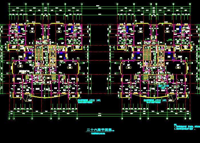 高層住宅樓平面建設(shè)施工圖紙