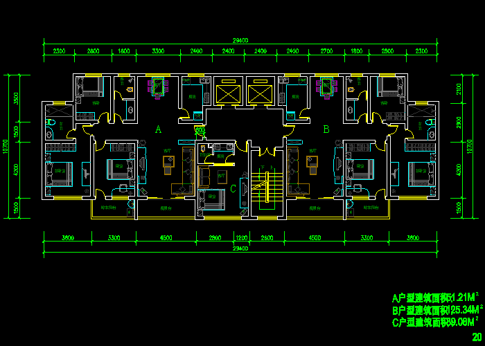 教師公寓戶型方案CAD設(shè)計(jì)圖紙