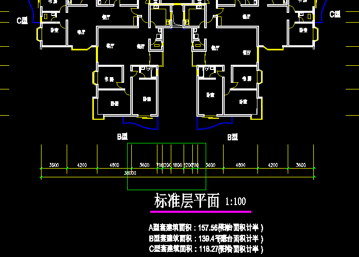 建筑設(shè)計(jì)住宅戶形平面圖
