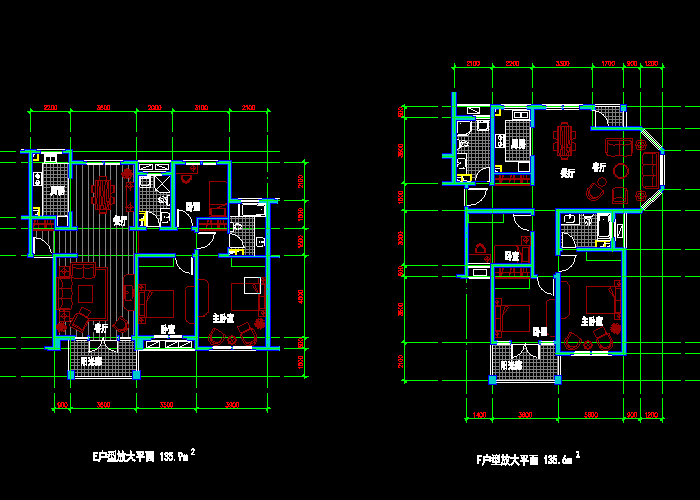 按面積分好類的住宅戶型CAD圖紙分享
