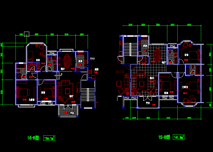 按面積分好類的住宅戶型CAD圖紙分享