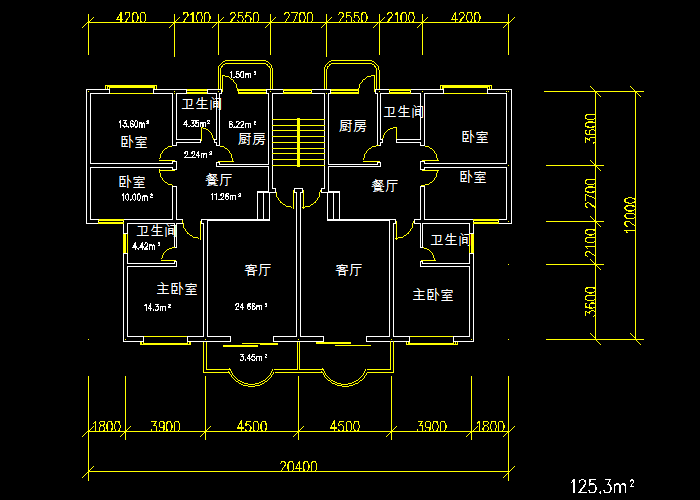 70種一梯兩戶戶型CAD圖紙