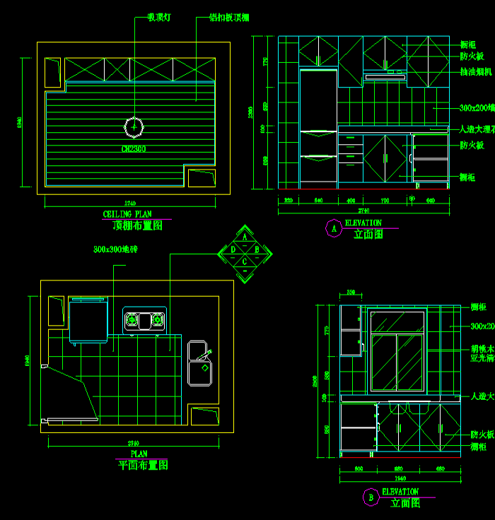 室內(nèi)家具廚房櫥柜CAD圖紙