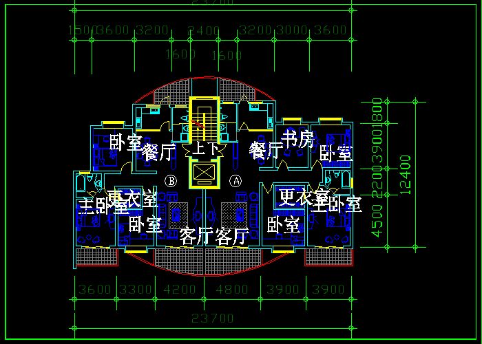 經(jīng)典2戶型住宅平面施工圖分享