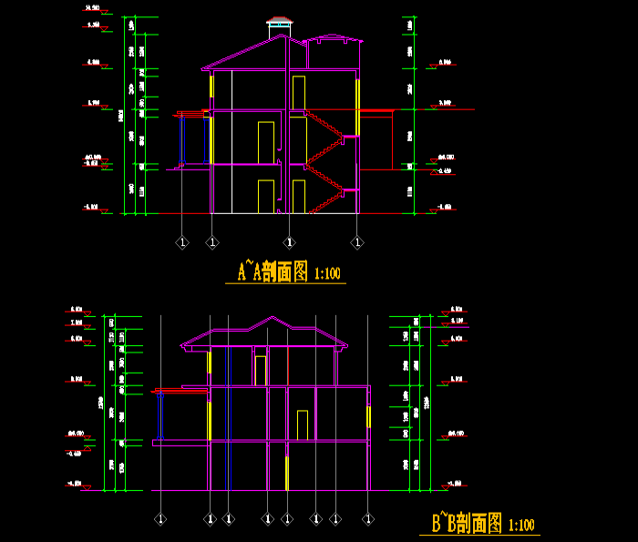 三種類型別墅設(shè)計(jì)CAD施工圖
