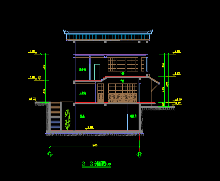 三種類型別墅設(shè)計(jì)CAD施工圖