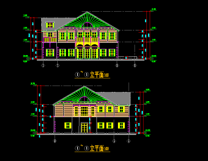 三種類型別墅設(shè)計(jì)CAD施工圖
